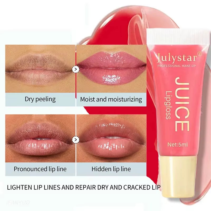 Watery Crystal Clear Jelly Lip Oil Lip Balm Moisturizing and Smoothinglip Lines Jelly Pout Lip Gloss Glass Lip Fruit Scent