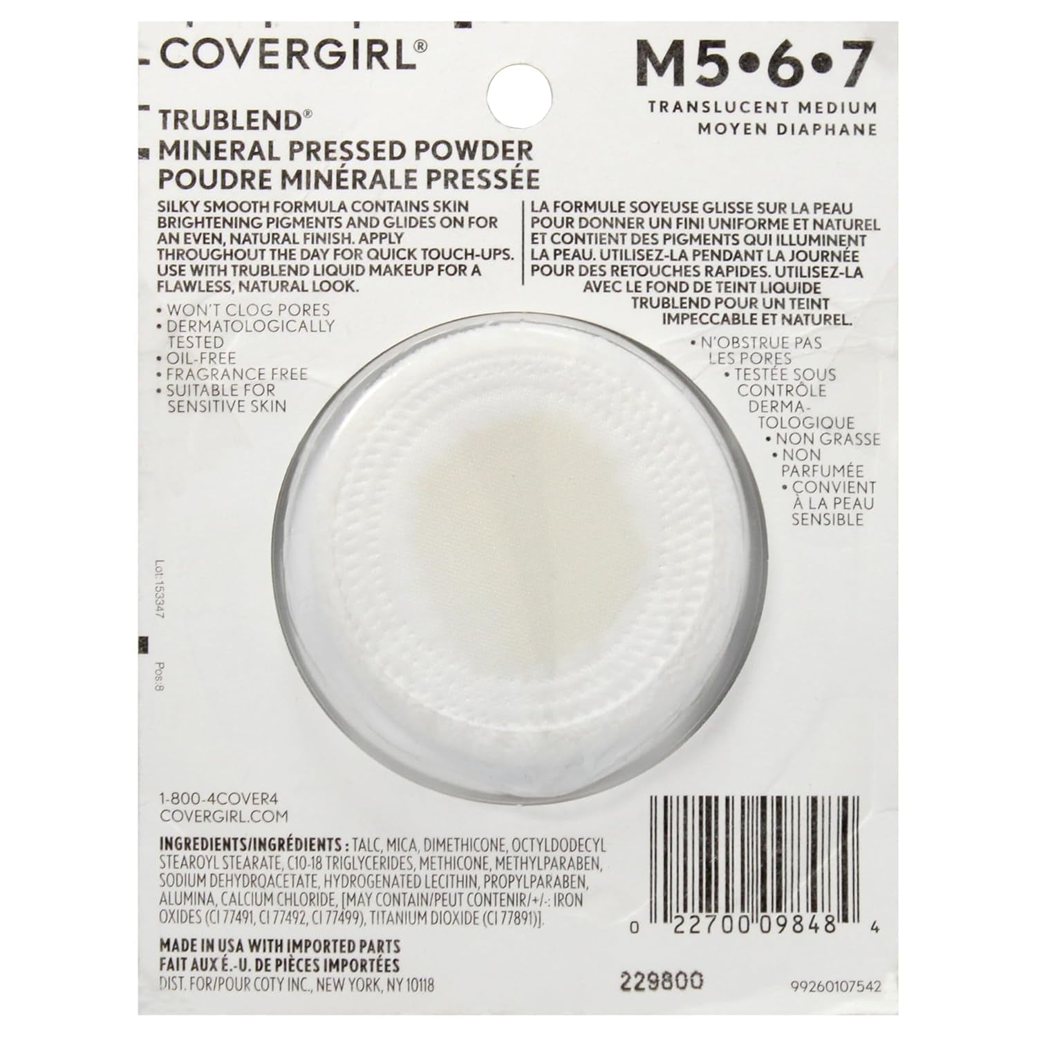 Trublend Pressed Powder, 004 Translucent Medium , 0.39 Ounce (Pack of 1)
