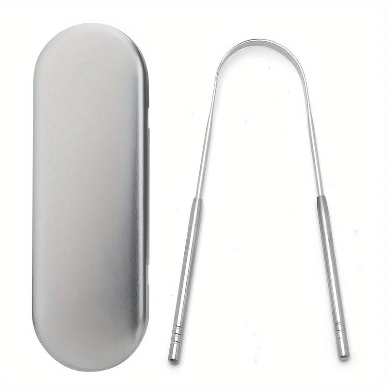 Adult Tongue Scraper Set Stainless Steel Spoon Shaped Tongue Scraper, Reduces Bad Breath,Easy to Use,Oral Hygiene Tongue Cleaner