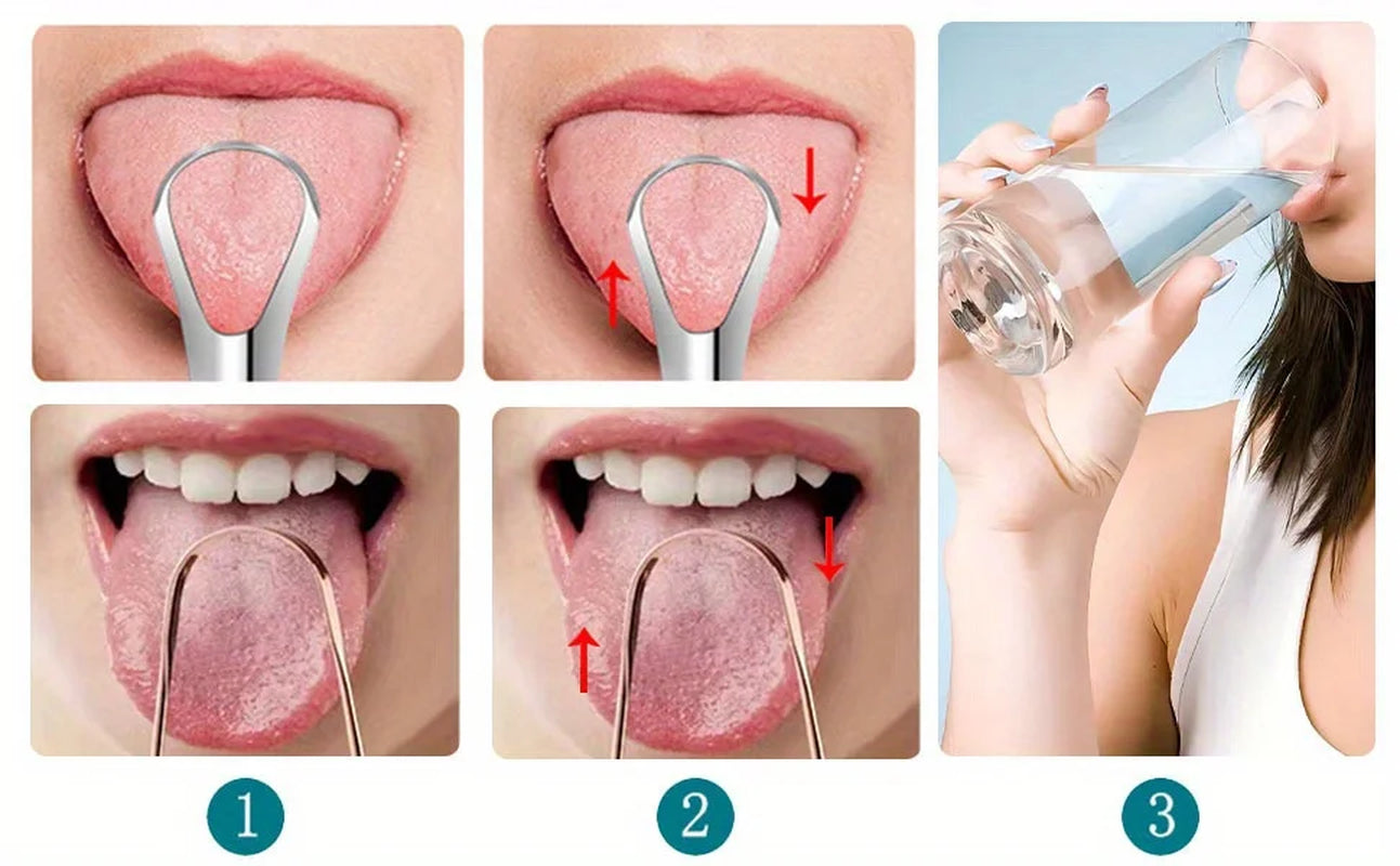 Adult Tongue Scraper Set Stainless Steel Spoon Shaped Tongue Scraper, Reduces Bad Breath,Easy to Use,Oral Hygiene Tongue Cleaner
