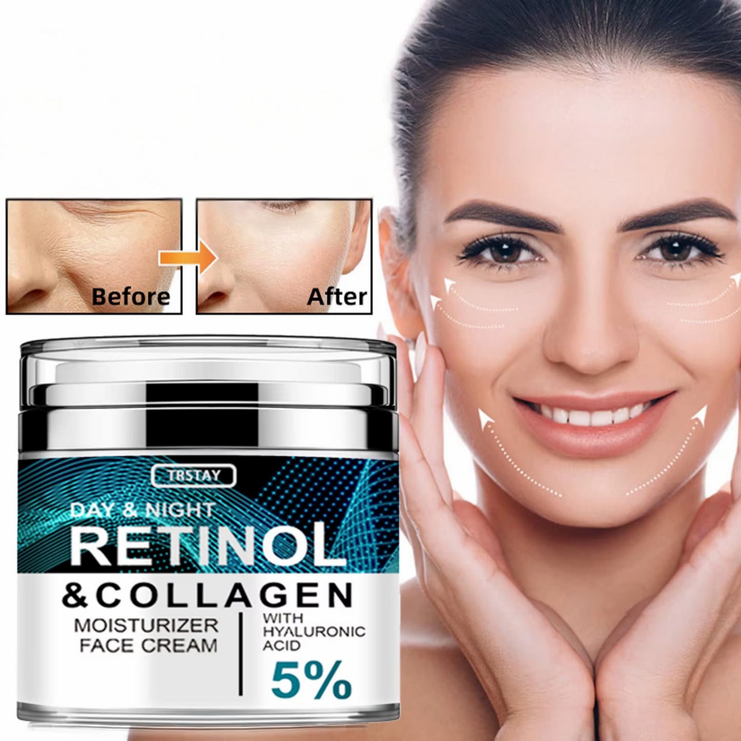 Anti-Aging-Kollagen- und Retinolcreme mit Hyaluronsäure für jugendliche Haut