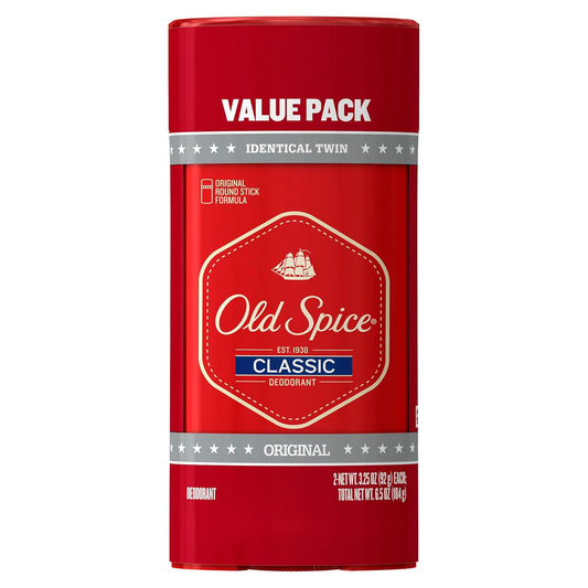 Classic Deodorant for Men, 24Hr Sweat & Odor Protection, Long Lasting Freshness, Clean & Masculine Fragrance, Original Scent, 3.25 Oz (Pack of 2)
