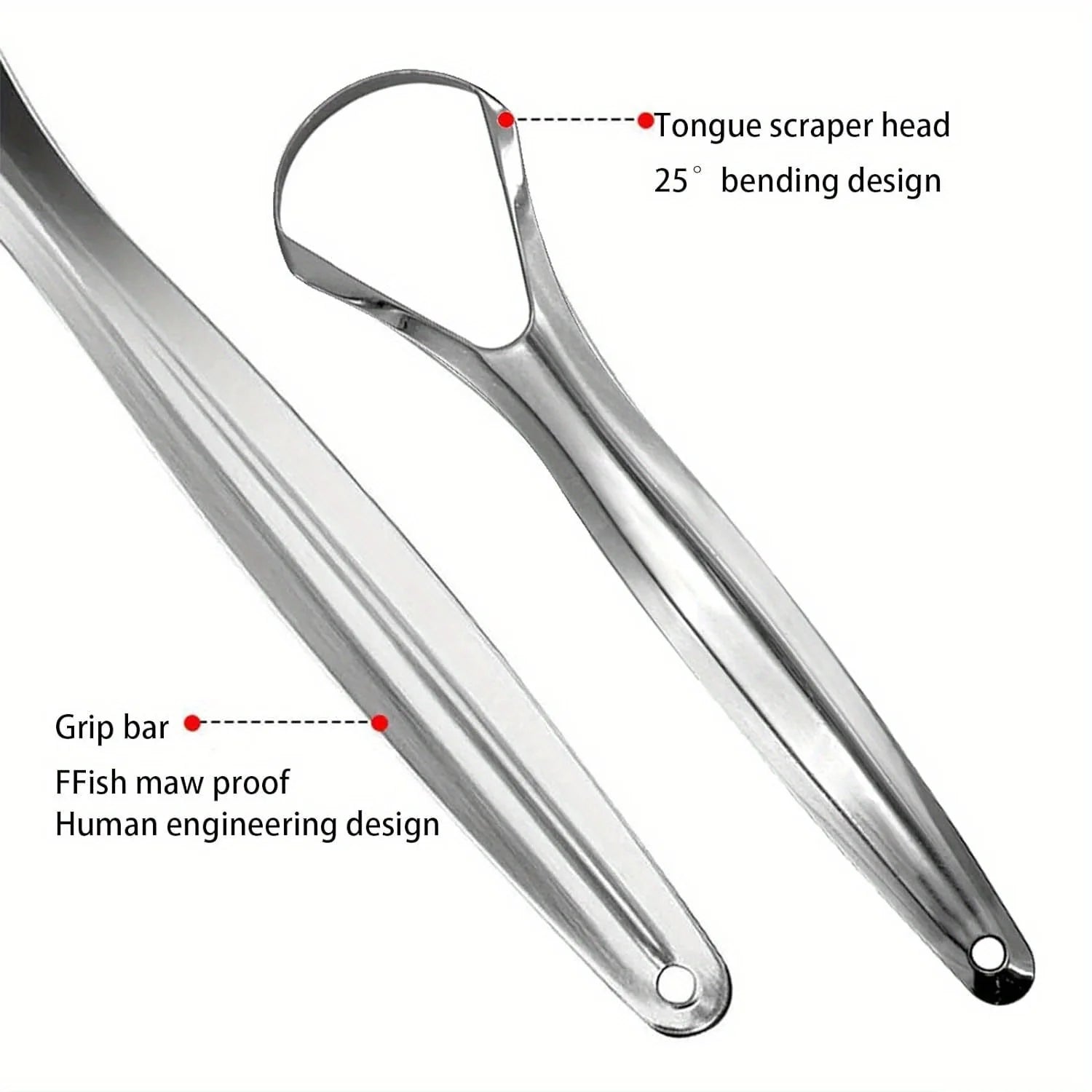 Adult Tongue Scraper Set Stainless Steel Spoon Shaped Tongue Scraper, Reduces Bad Breath,Easy to Use,Oral Hygiene Tongue Cleaner
